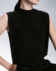 Solid Mock Neck Sleeveless T-Shirt