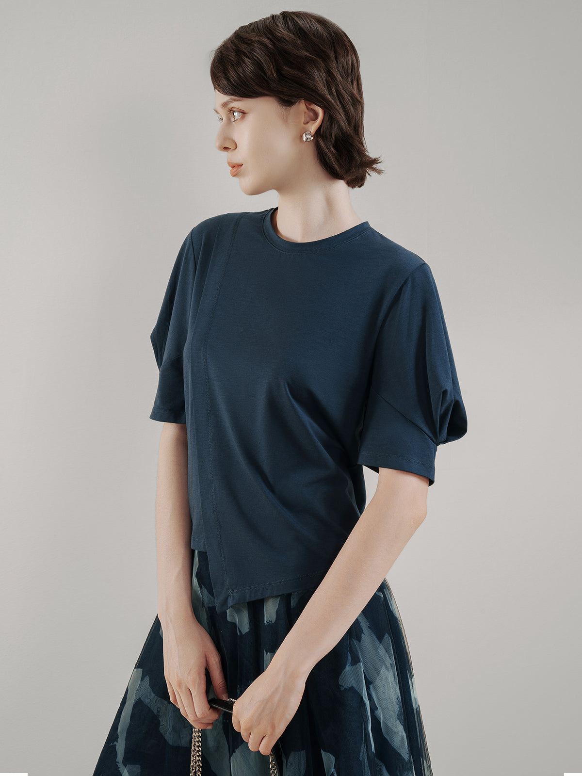 Ruched Puff Sleeve T-Shirt