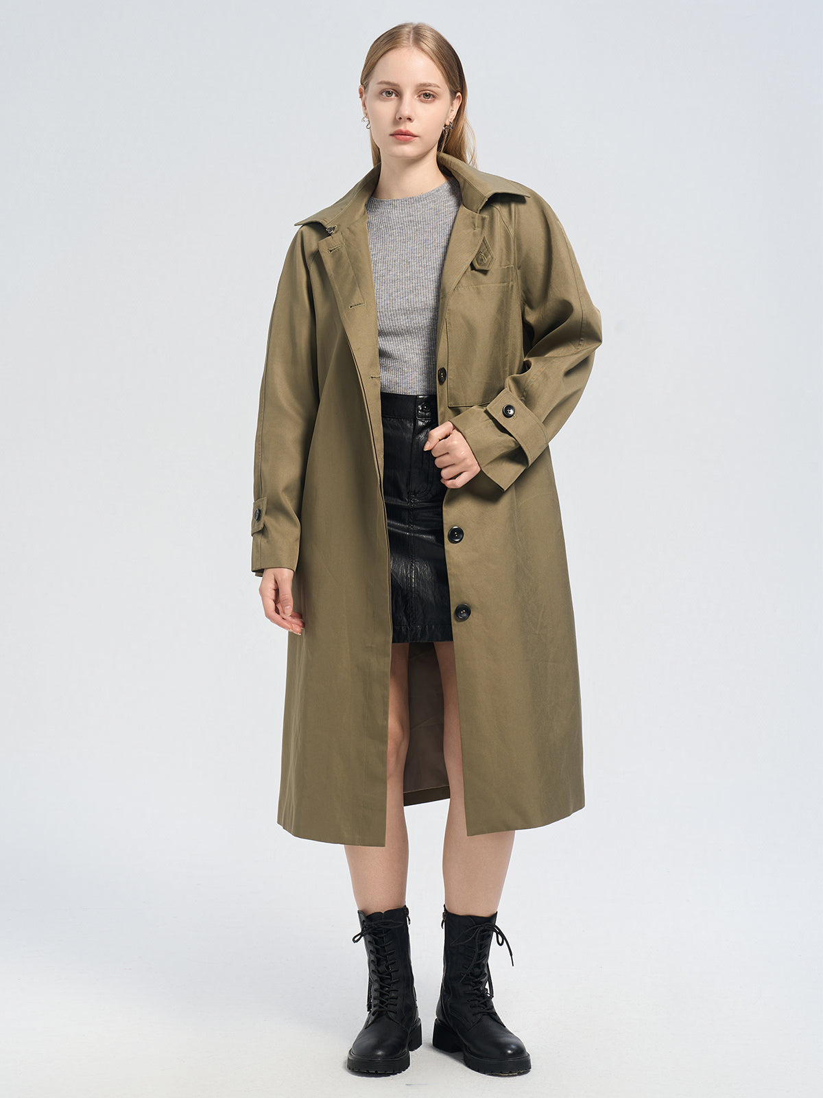 Single-Breasted Belted Trench Coat