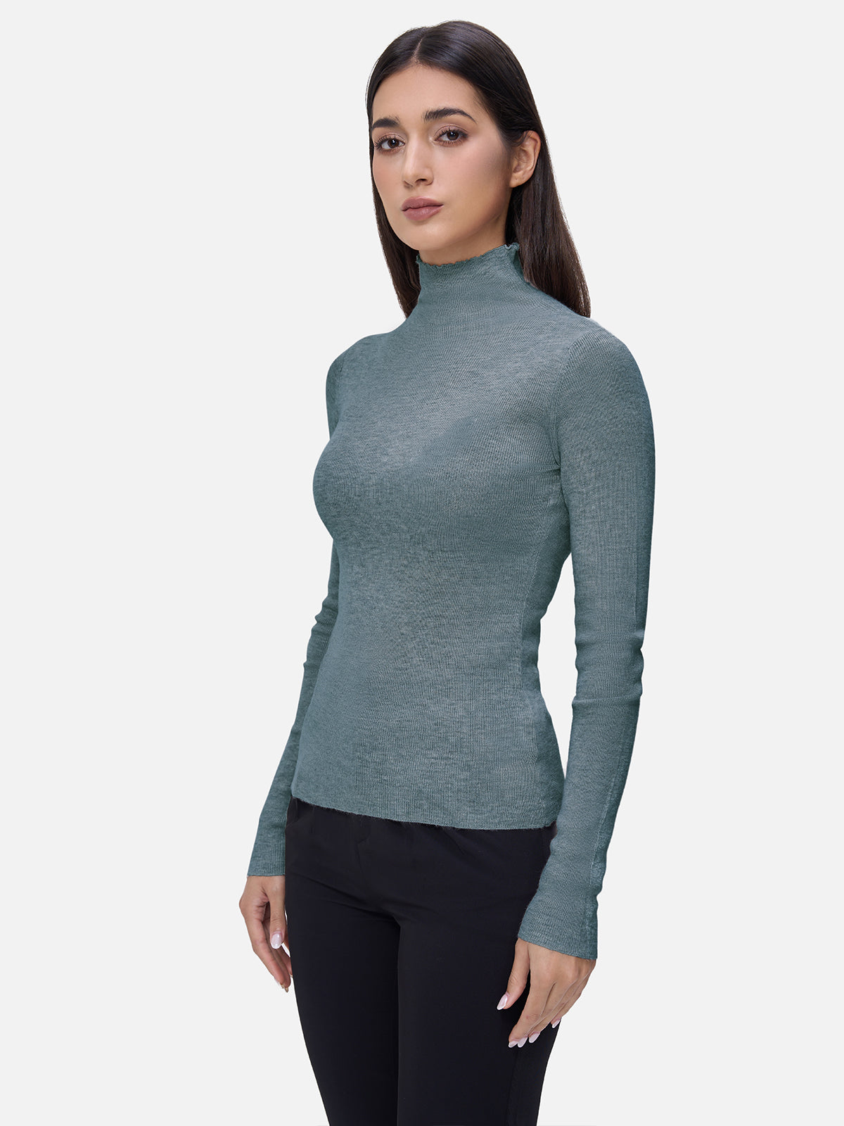 High-Neck Knit Sweater