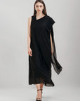 One-Sleeve Asymmetric Neck Maxi Dress