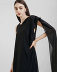 One-Sleeve Asymmetric Neck Maxi Dress