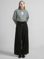 Patchwork Elastic Waist Wide Leg Pants