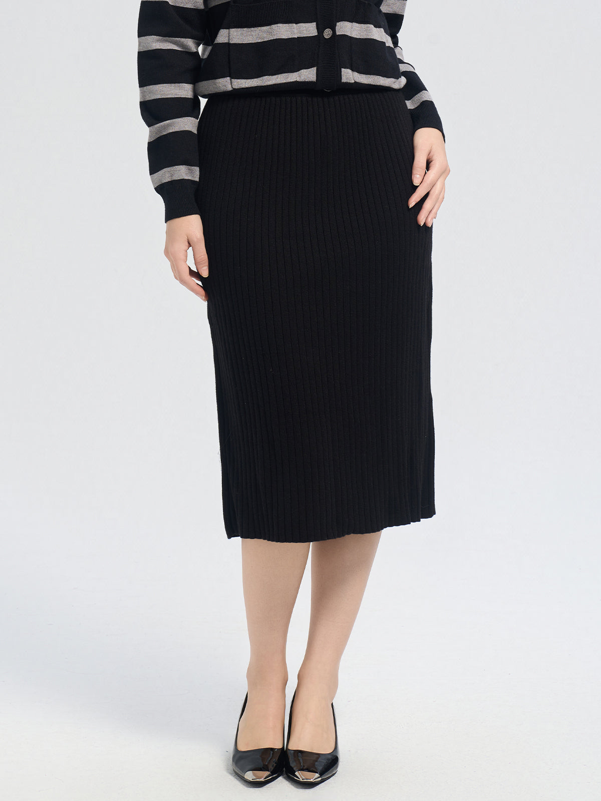 Rib Knit Midi Skirt