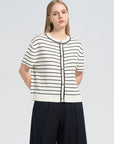 Short Sleeve Stripe Cardigan