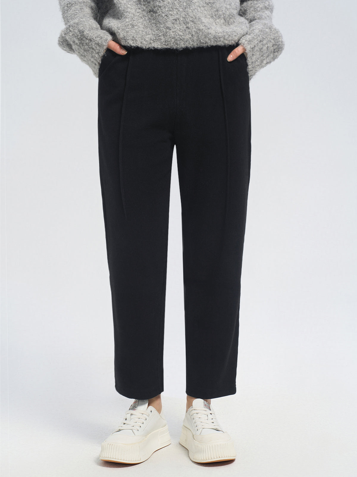 Drawstring Waist Barrel Knit Pants