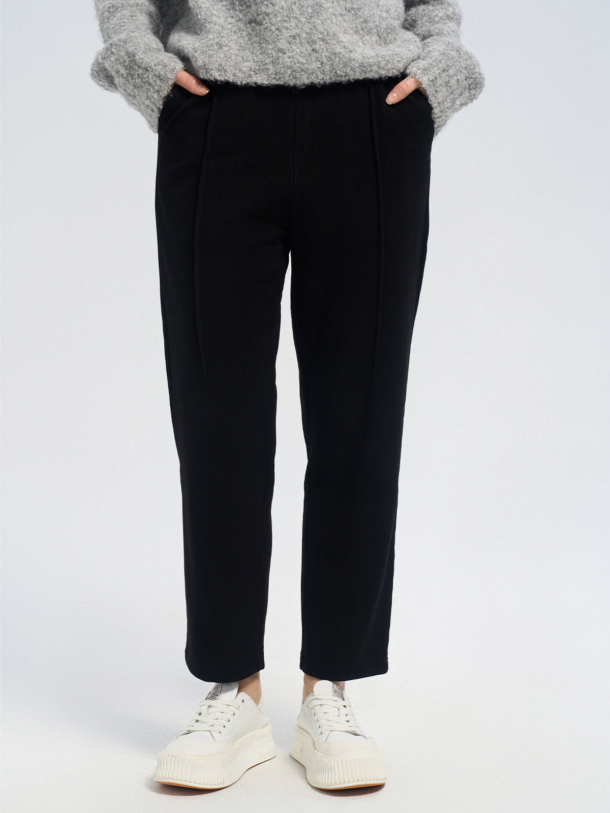 Drawstring Waist Barrel Knit Pants