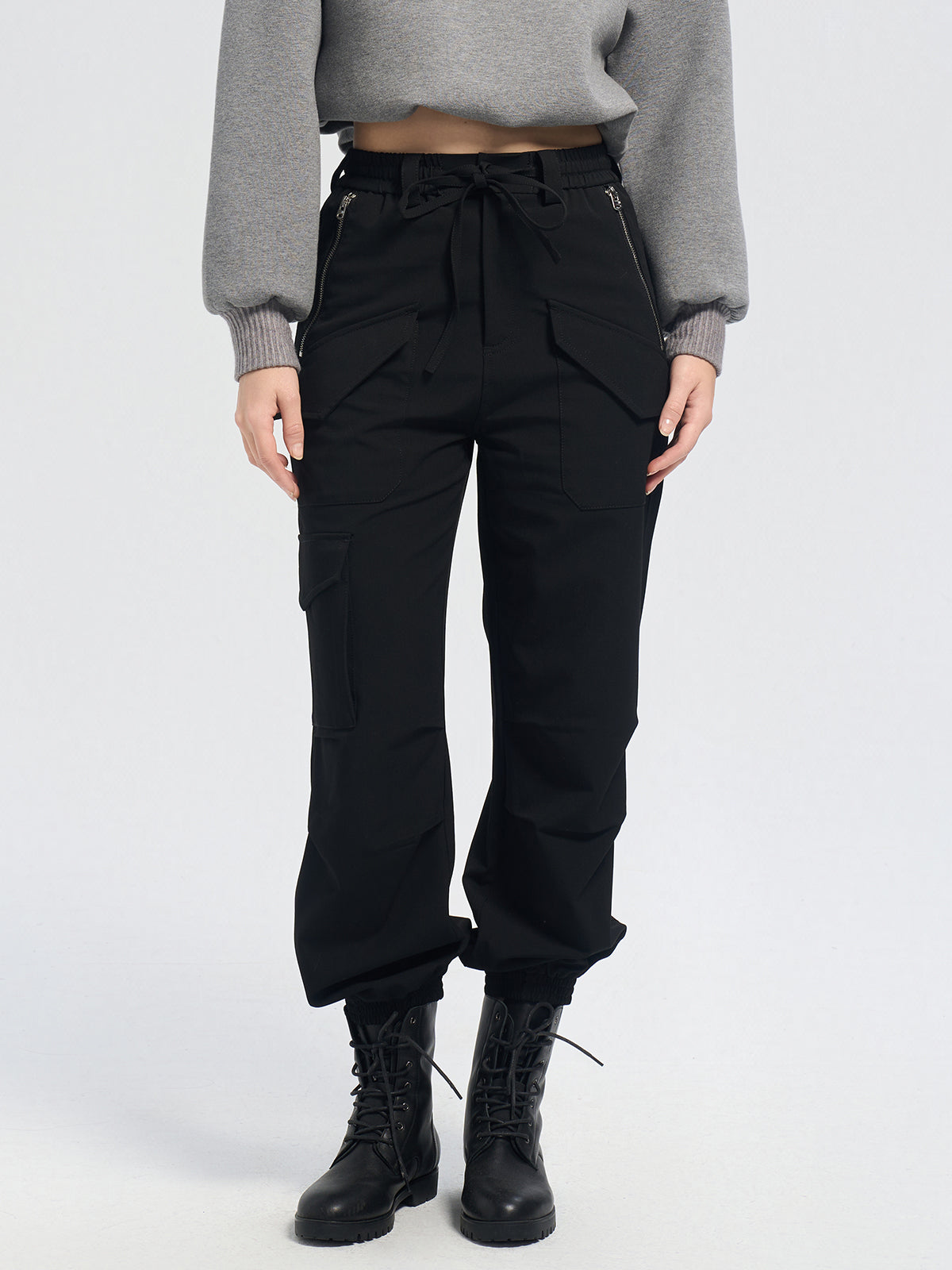 Drawstring Waist Cargo Pants