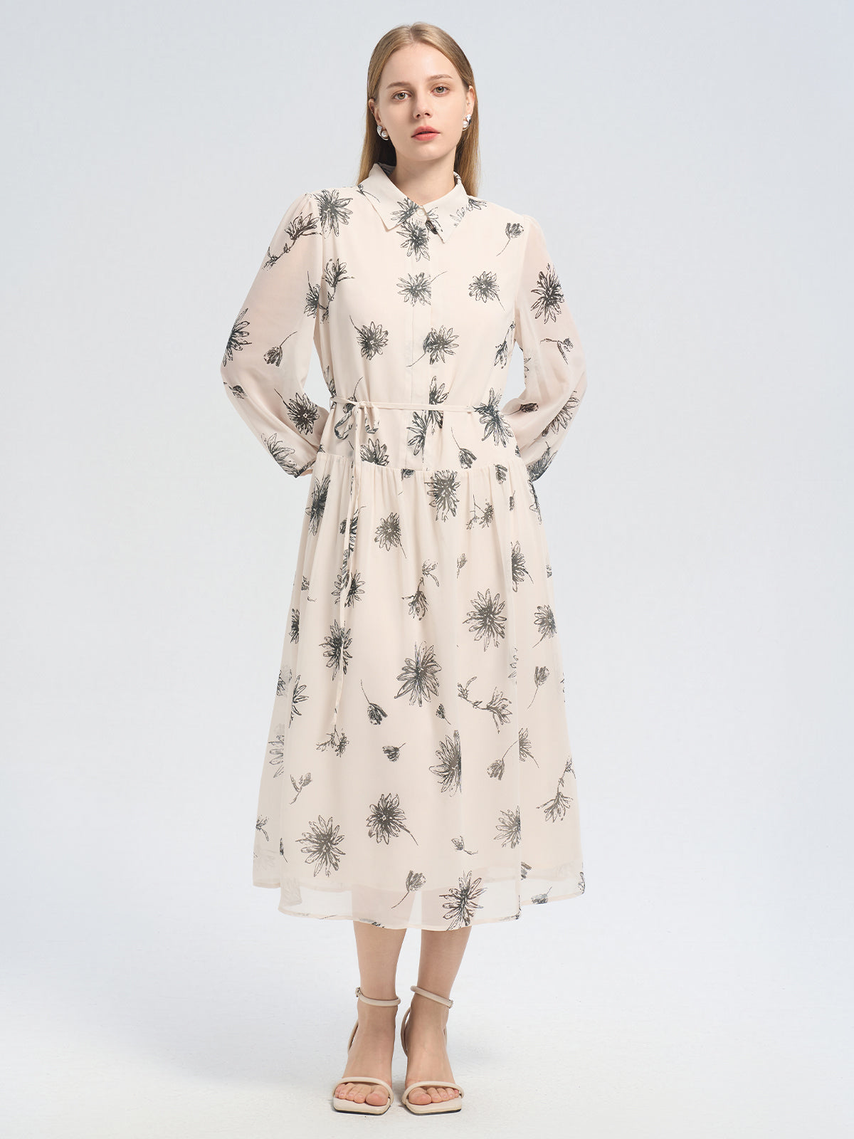 Print Belted Shirtdress