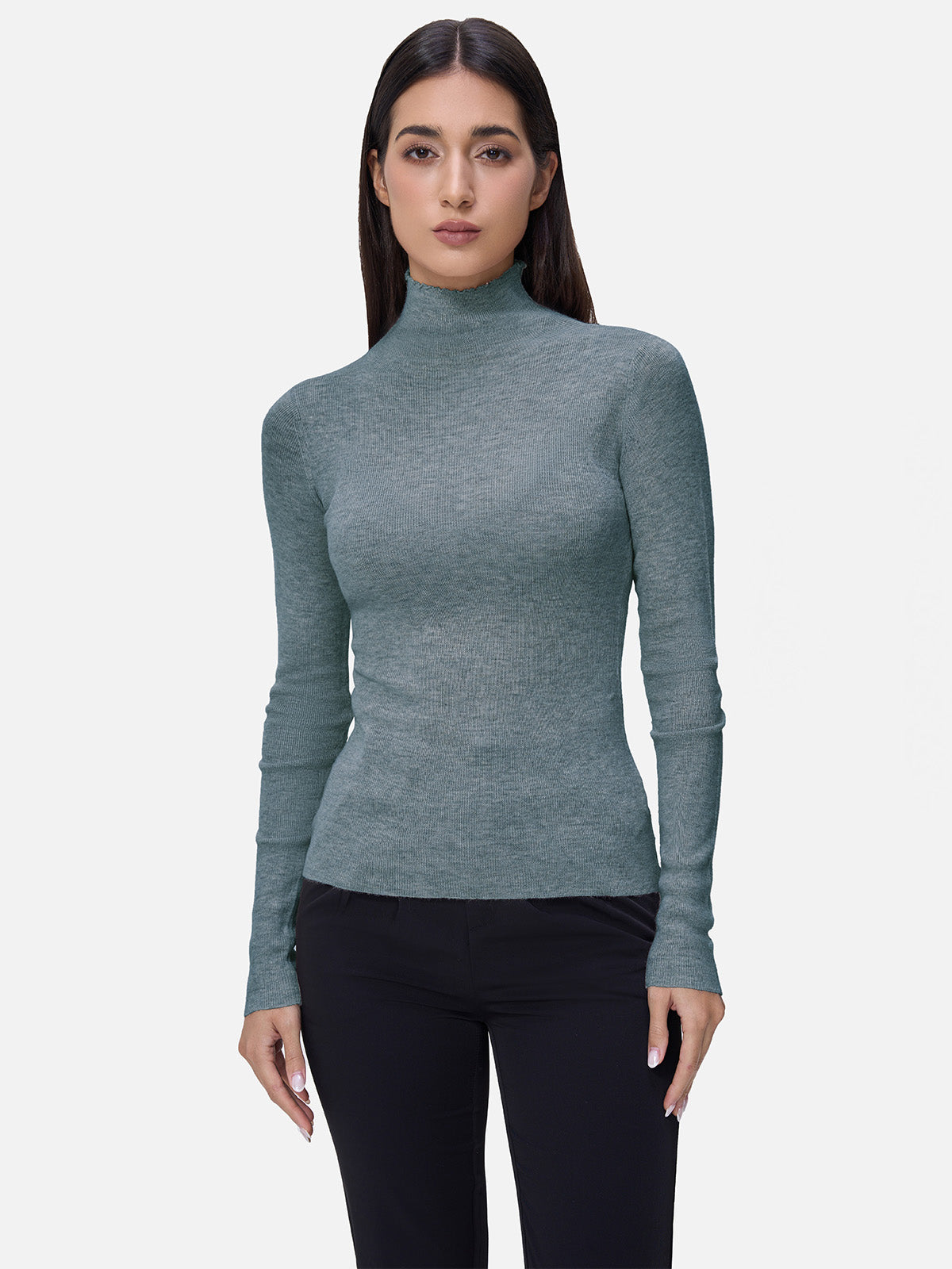 High-Neck Knit Sweater