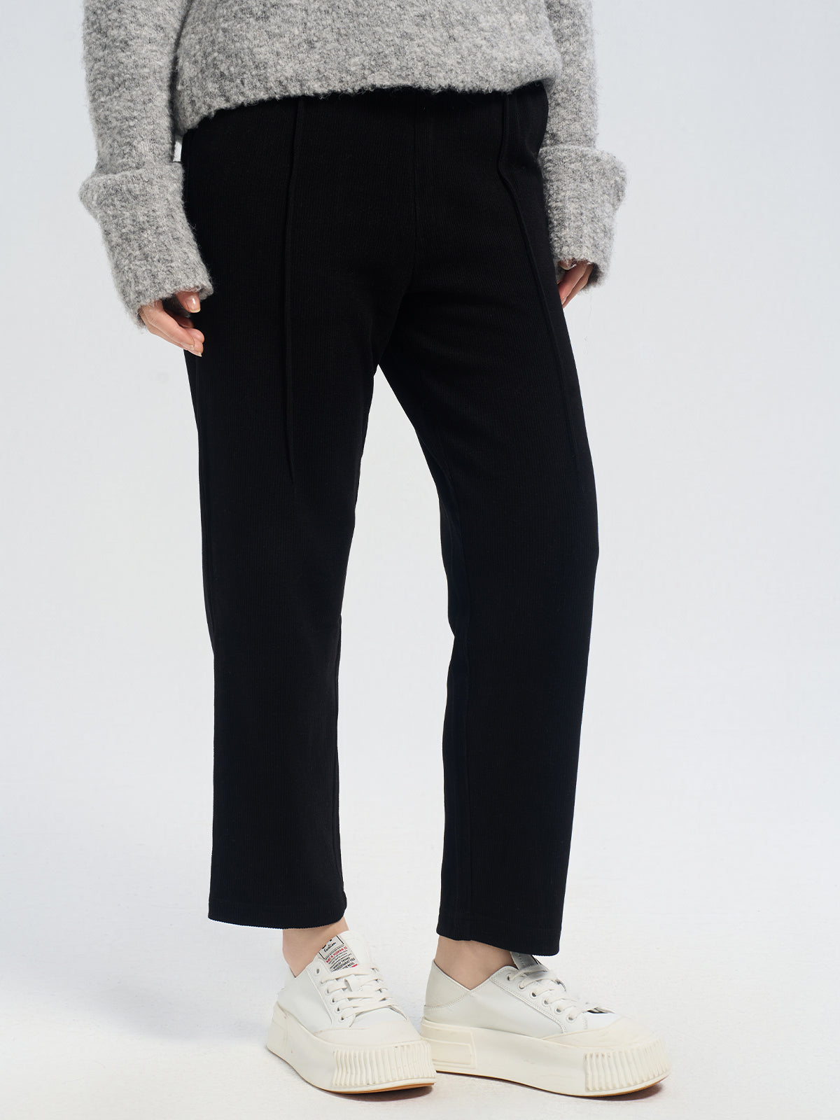 Drawstring Waist Barrel Knit Pants