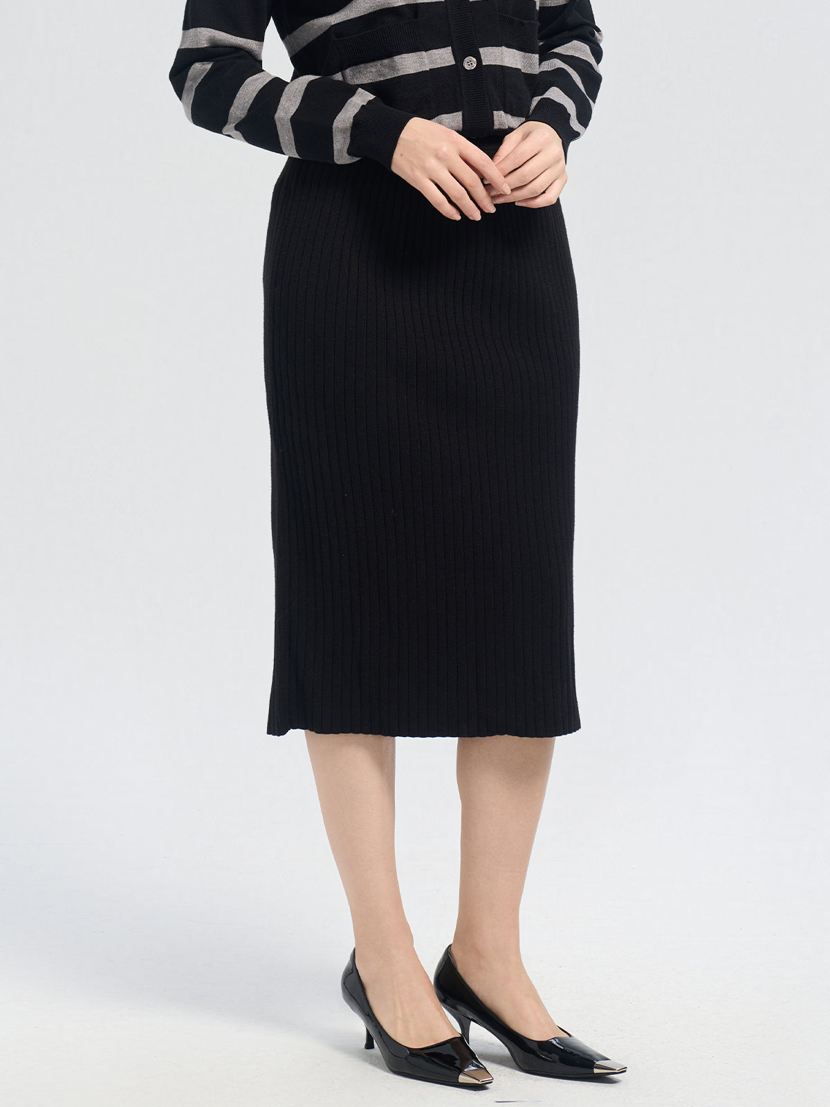 Rib Knit Midi Skirt