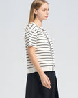 Short Sleeve Stripe Cardigan