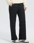 Plaid Drawstring Waist Wide Leg Pants