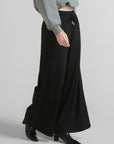 Patchwork Elastic Waist Wide Leg Pants