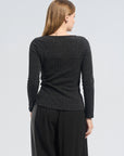 Asymmetric Pleat Rib Sweater