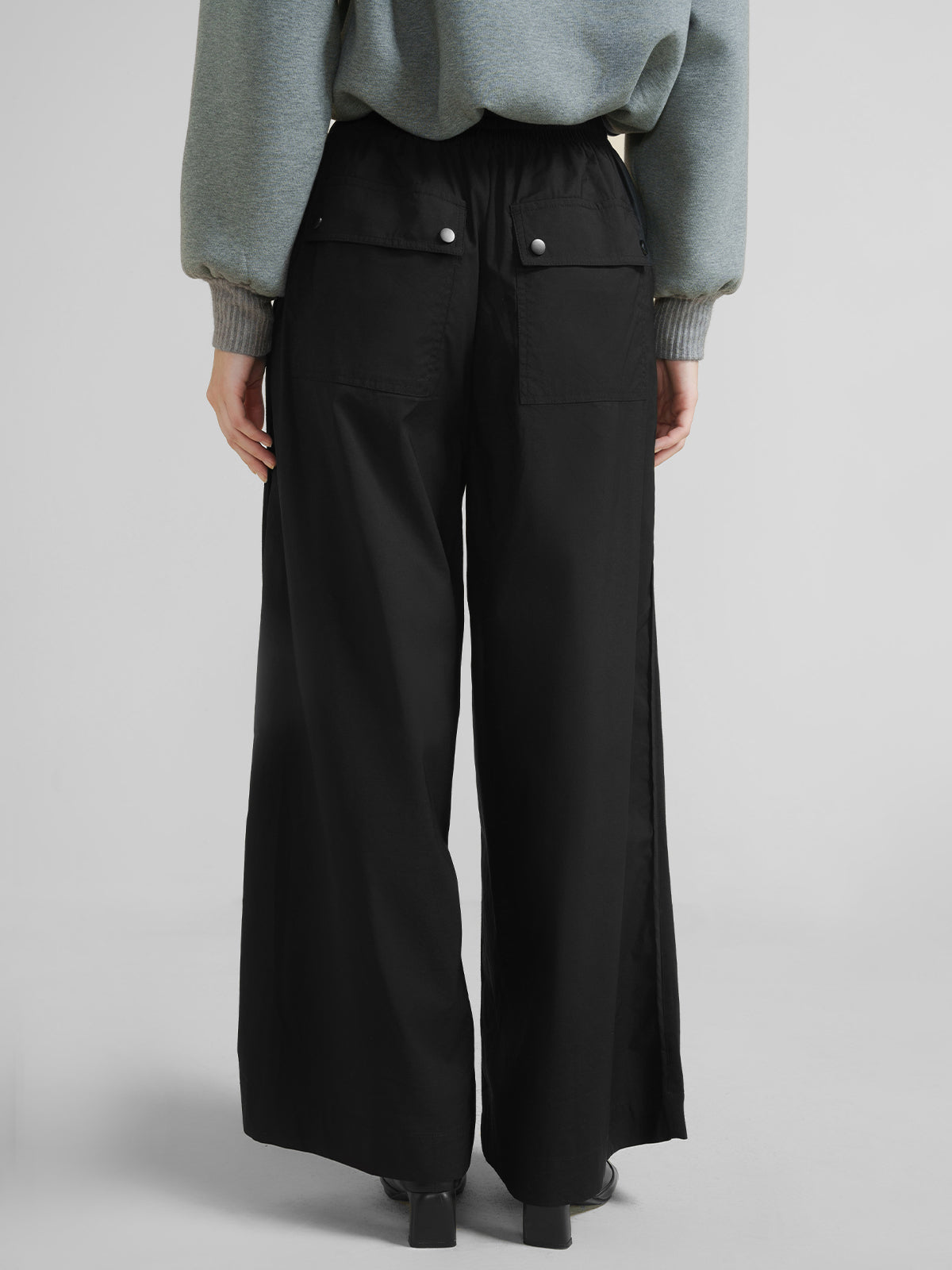 Patchwork Elastic Waist Wide Leg Pants