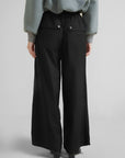 Patchwork Elastic Waist Wide Leg Pants