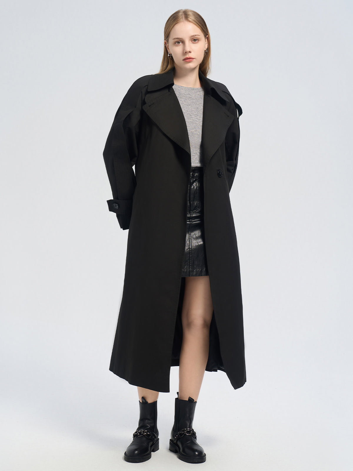 One Button Belted Trench Coat