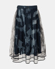 Belted Allover Printed Tulle Skirt