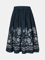 Blooms Embroidery Midi Skirt