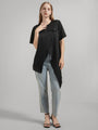 PU Strap Irregular Split Hem T-Shirt