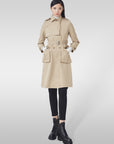 Lapel Double Breasted Waist Long Trench Coat