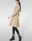 Lapel Double Breasted Waist Long Trench Coat