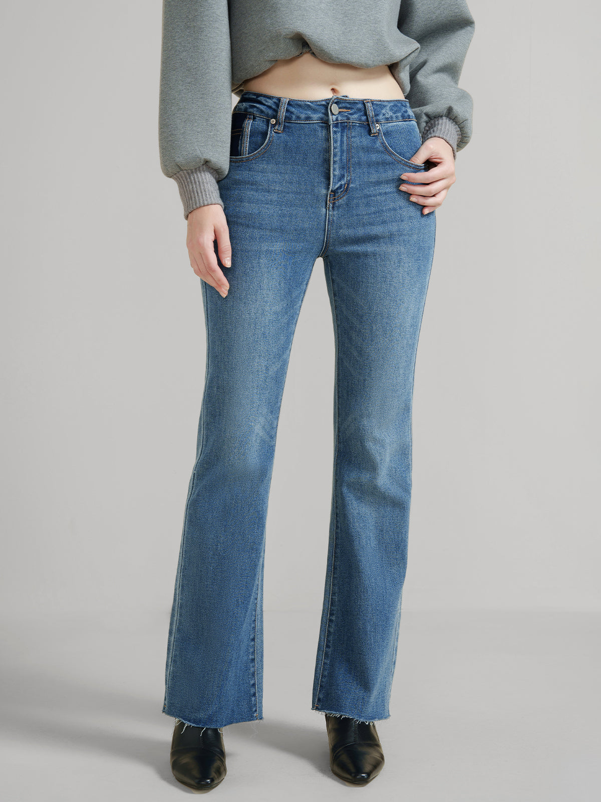 Water-washed  Flare Jeans