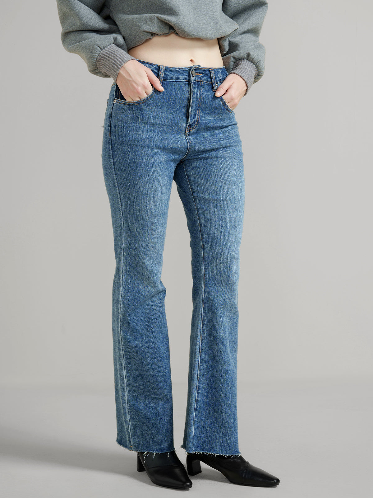 Water-washed  Flare Jeans