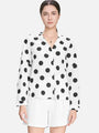 Simple V-Neck Polka Dot Long-Sleeved Shirt