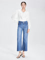 Verwaschene Jeans mit weitem Bein und hoher Taille