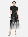 Layered Mesh Pleated Goth Midi Skirt