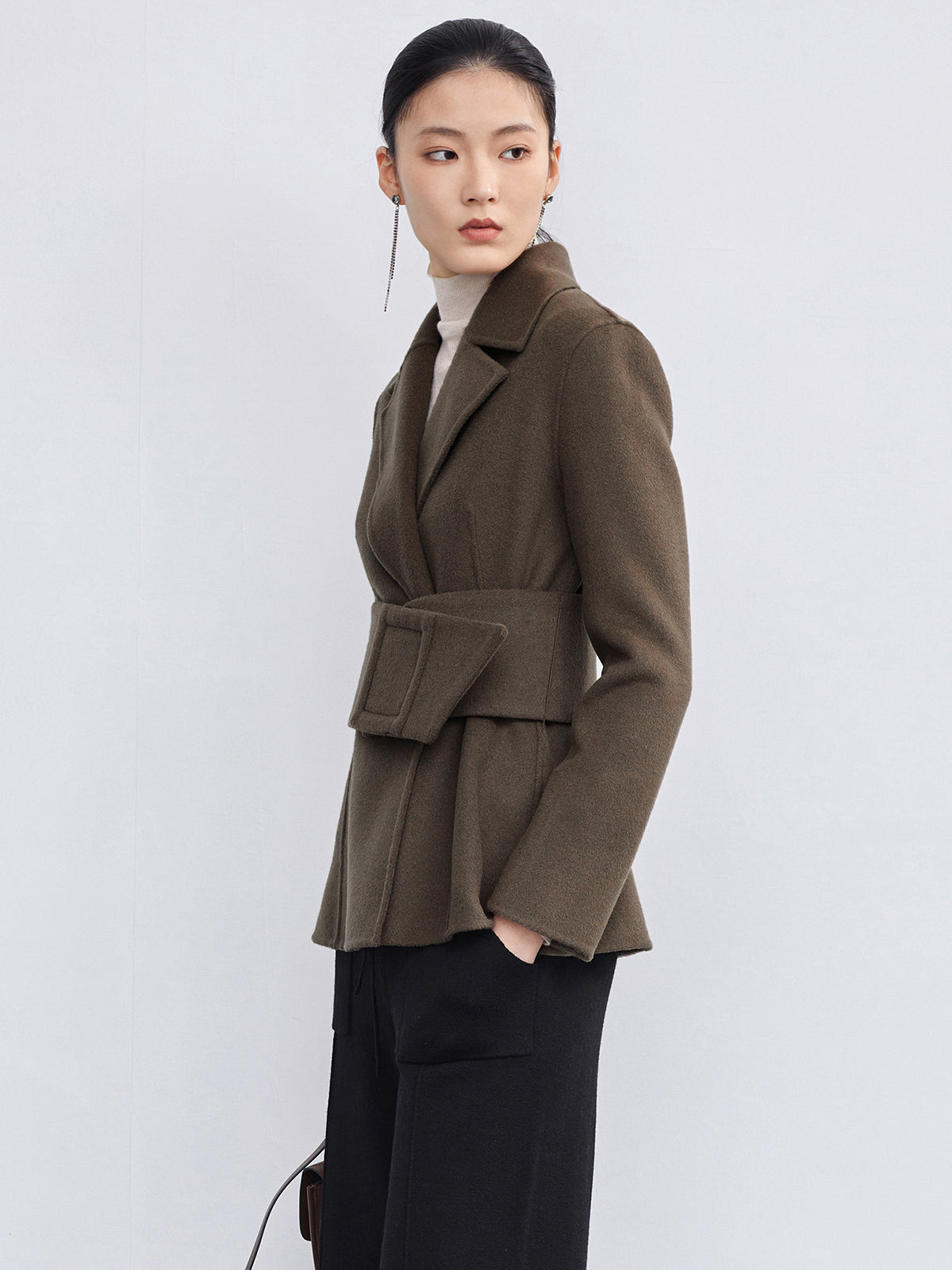 Belted Wool Short Coat