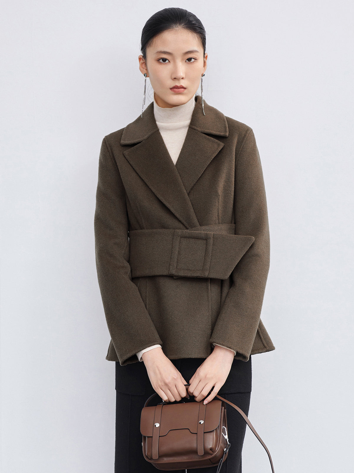 Belted Wool Short Coat