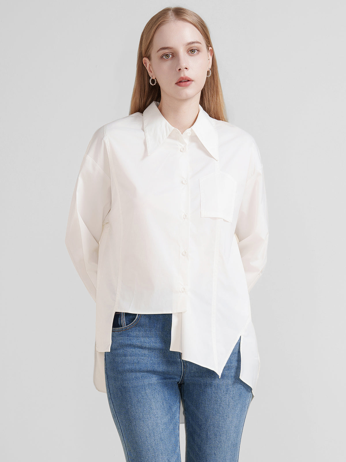 Asymmetric Button-Up Shirt