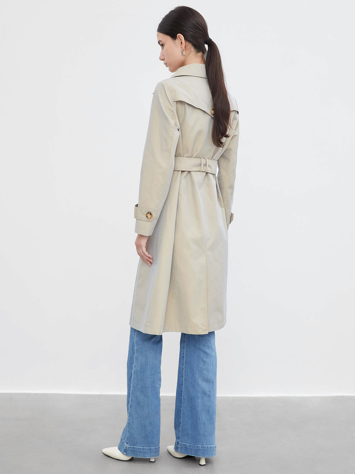 Tie Waist Double Breasted Trench Coat