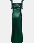 Glossy Spaghetti Strap Midi Dress