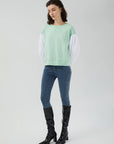 Round Neck Color-Block Sweatshirt