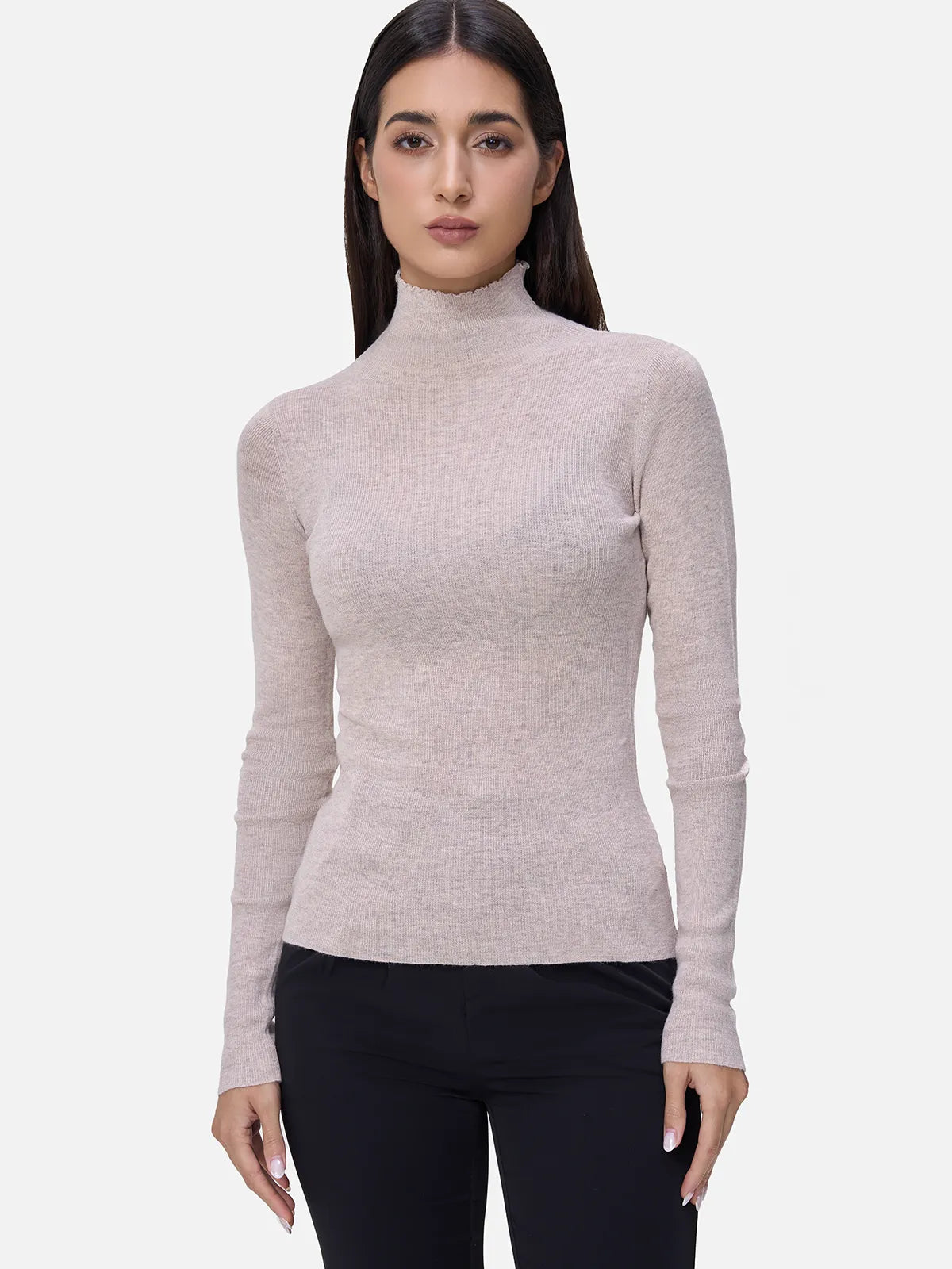 High-Neck Knit Sweater