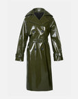 Faux Leather Belted Trench Coat