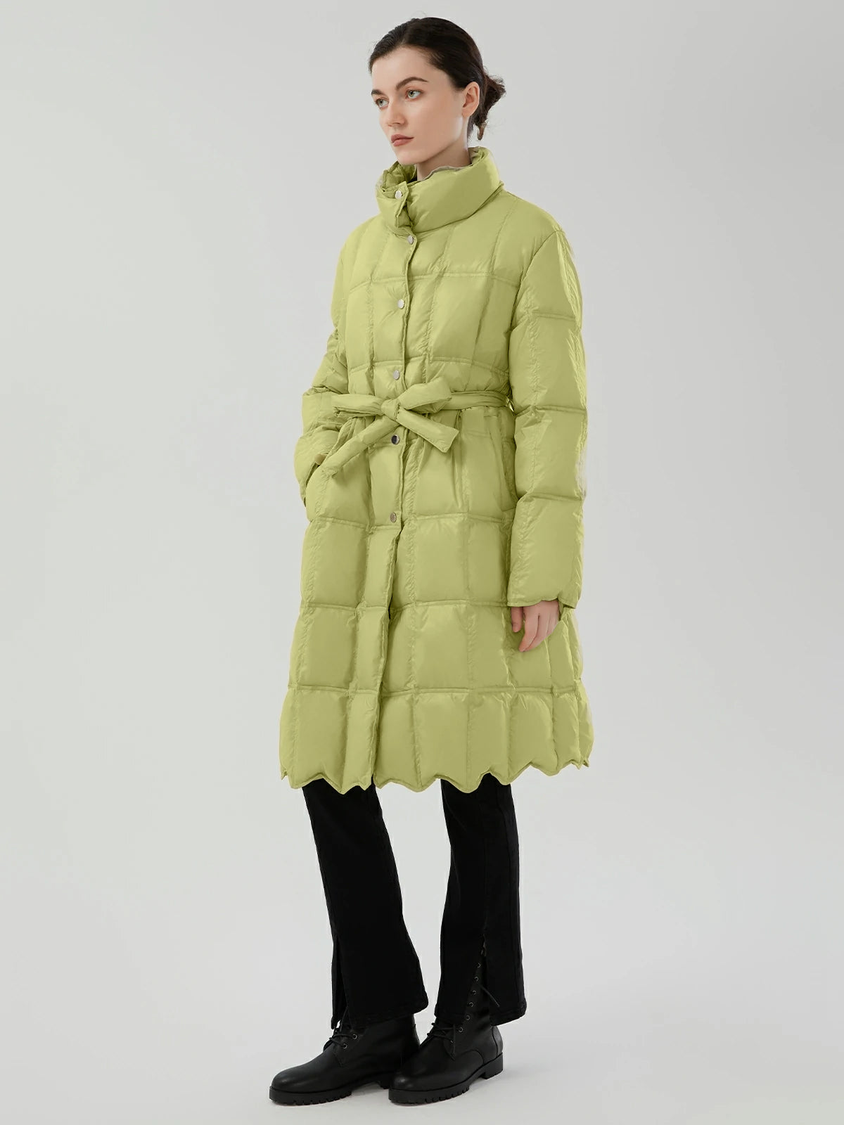 Lightweight Goose Down Coat With Belt