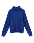 Trendy Turtleneck Dropped Shoulder Knit Sweater