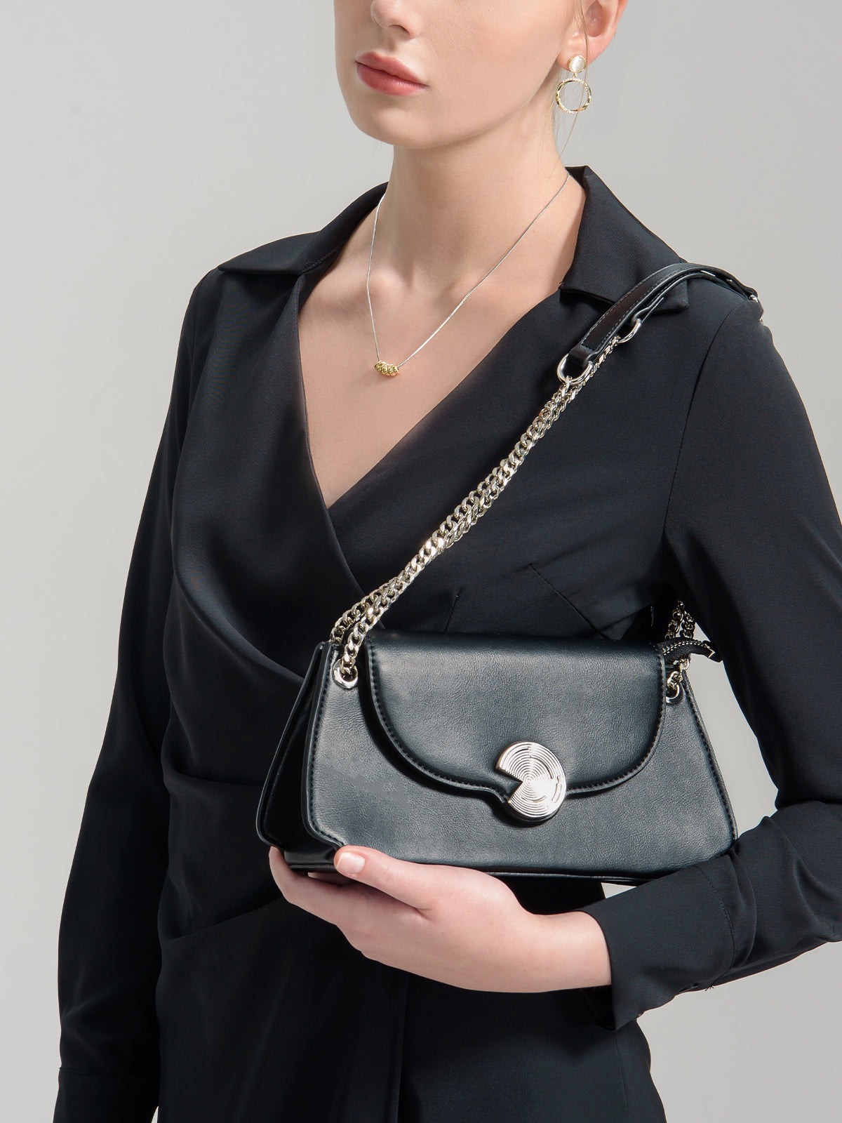 Faux Leather Shoulder Bag