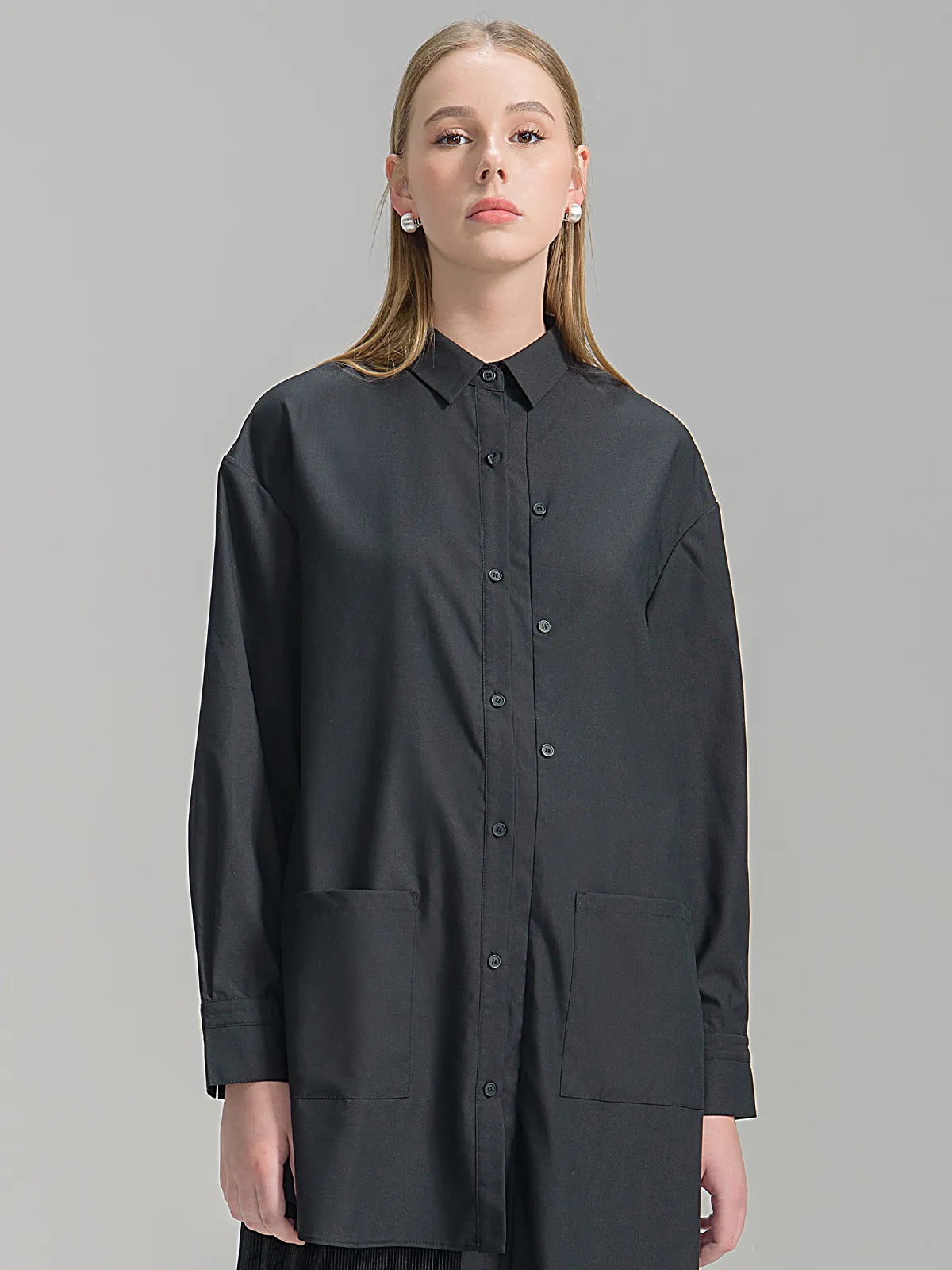 Asymmetric Button-Up Longline Shirt