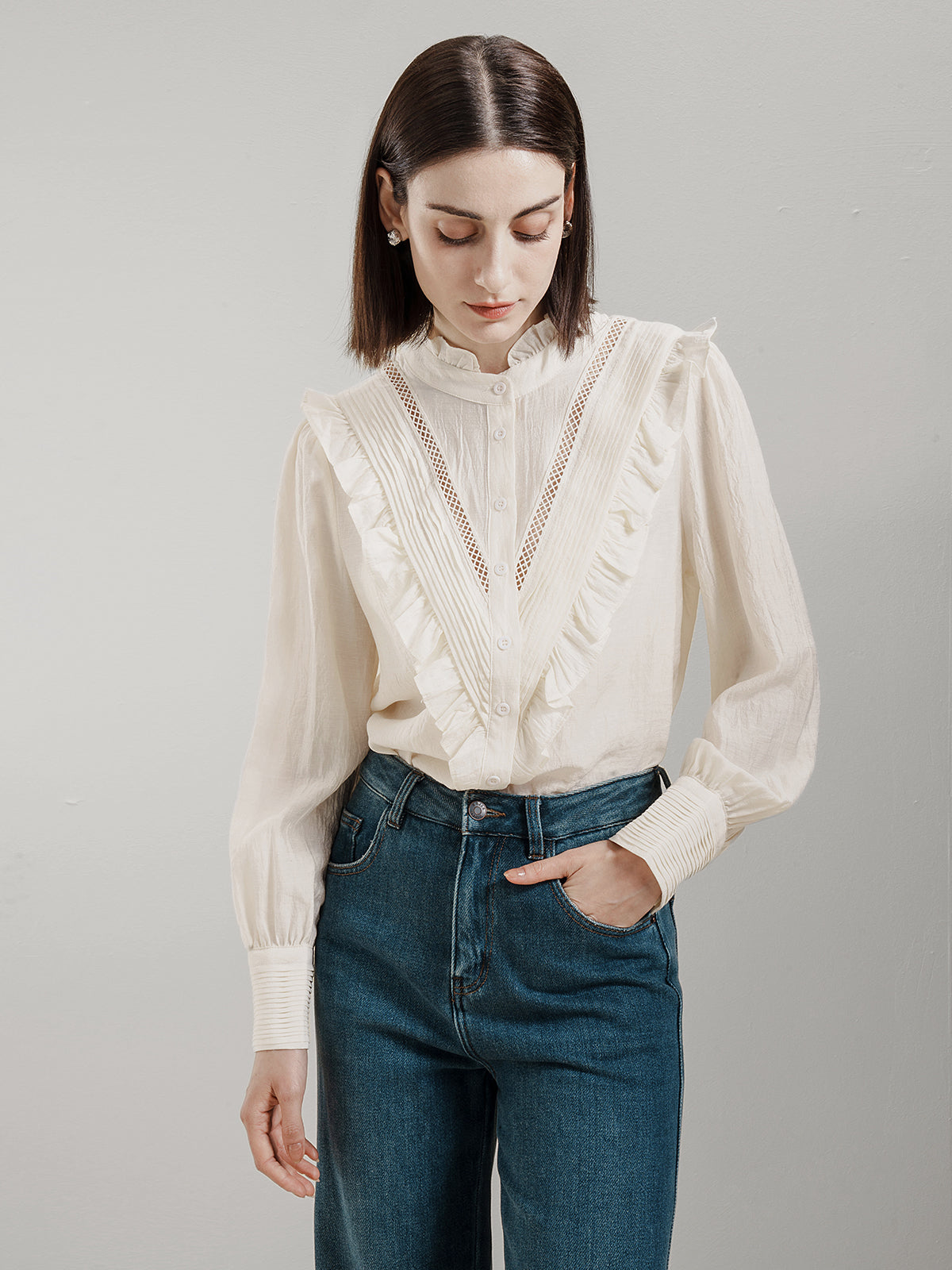 Ruffle Button Up Blouse