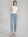 Mid Rise Ankle Straight Leg Jeans