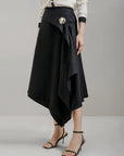 Textured Asymmetric Maxi Skirt