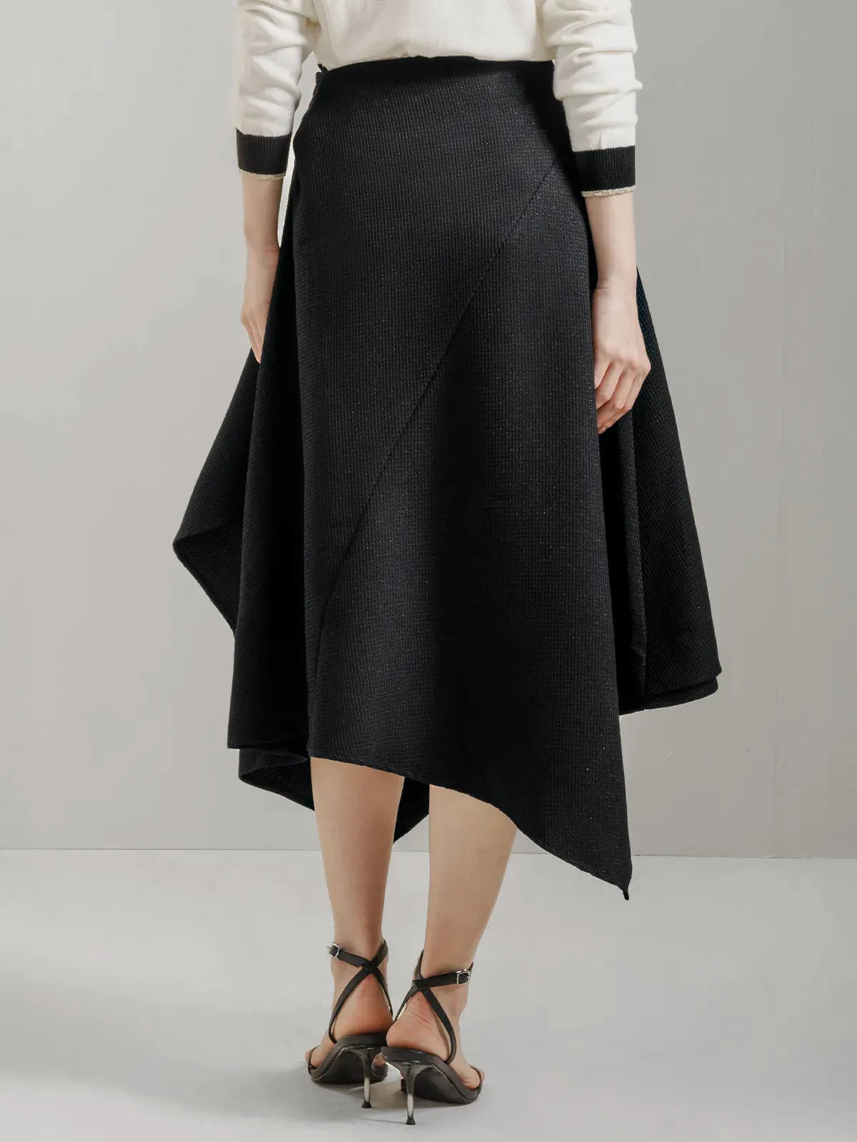 Textured Asymmetric Maxi Skirt