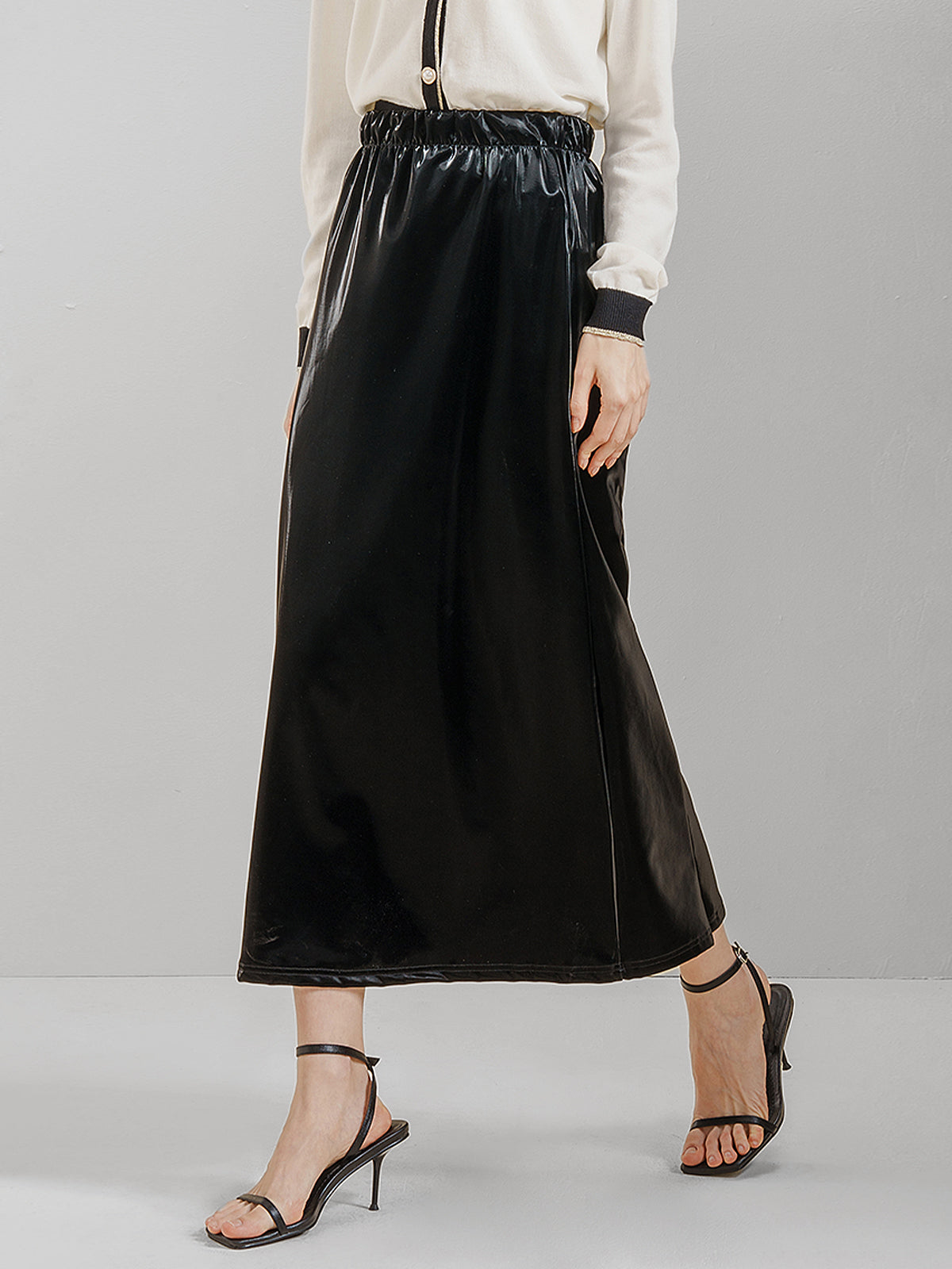 Faux Leather Midi Skirt